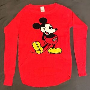 Retro Disney‎ Cotton Mickey Mouse Red Lightweight Sweater Sz Small Gently Used